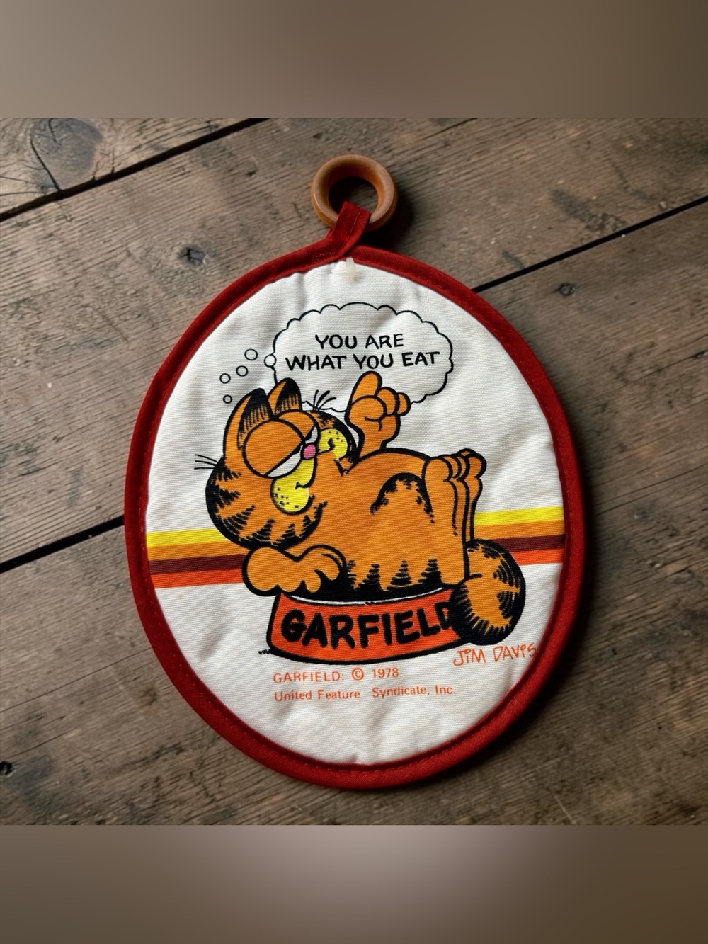 Vintage NEW  Garfield Potholder 1978- “you are what you eat” Jim Davis
